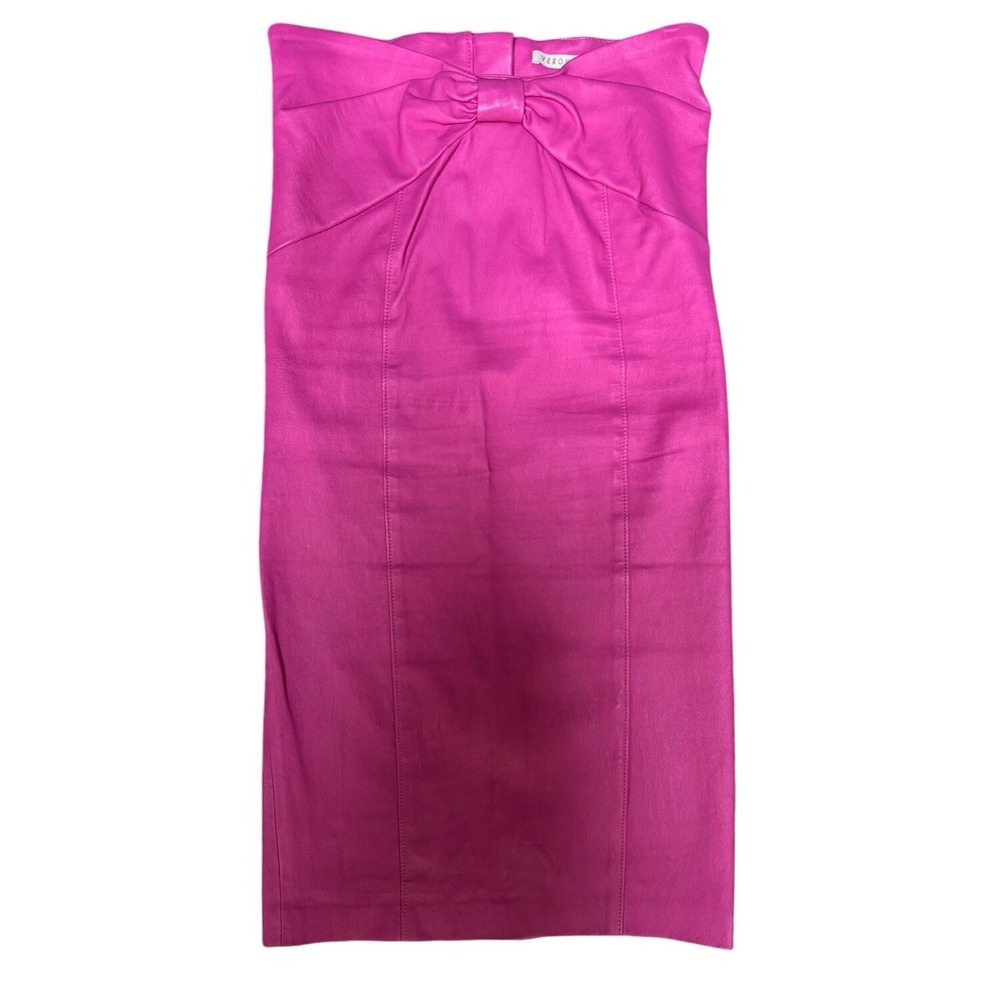 Veronica Beard Pink Carlyn Lamb Leather Pencil Skirt Women's Size‎ 6